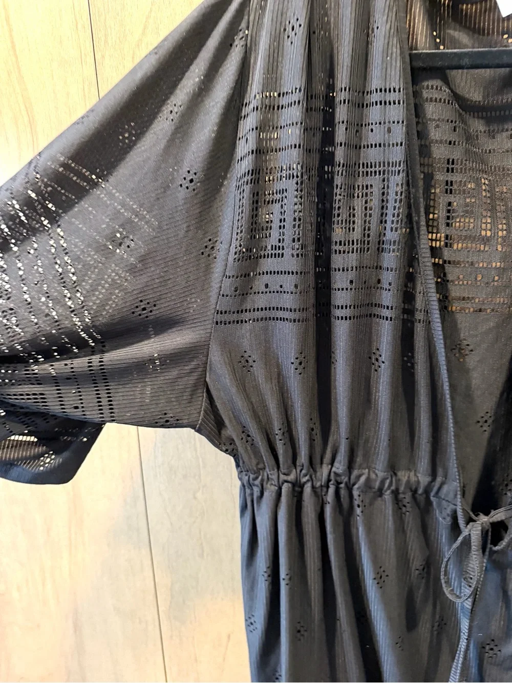 Dotti 1X Black Eyelet Drawstring Tunic swim cover up